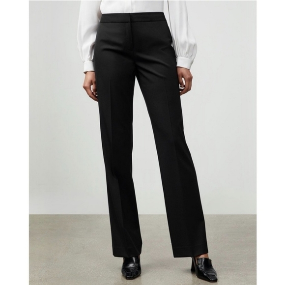 Lafayette 148 Contemporary Stretch Wool Menswear Pant Black Trouser Women's 16 - Picture 1 of 11